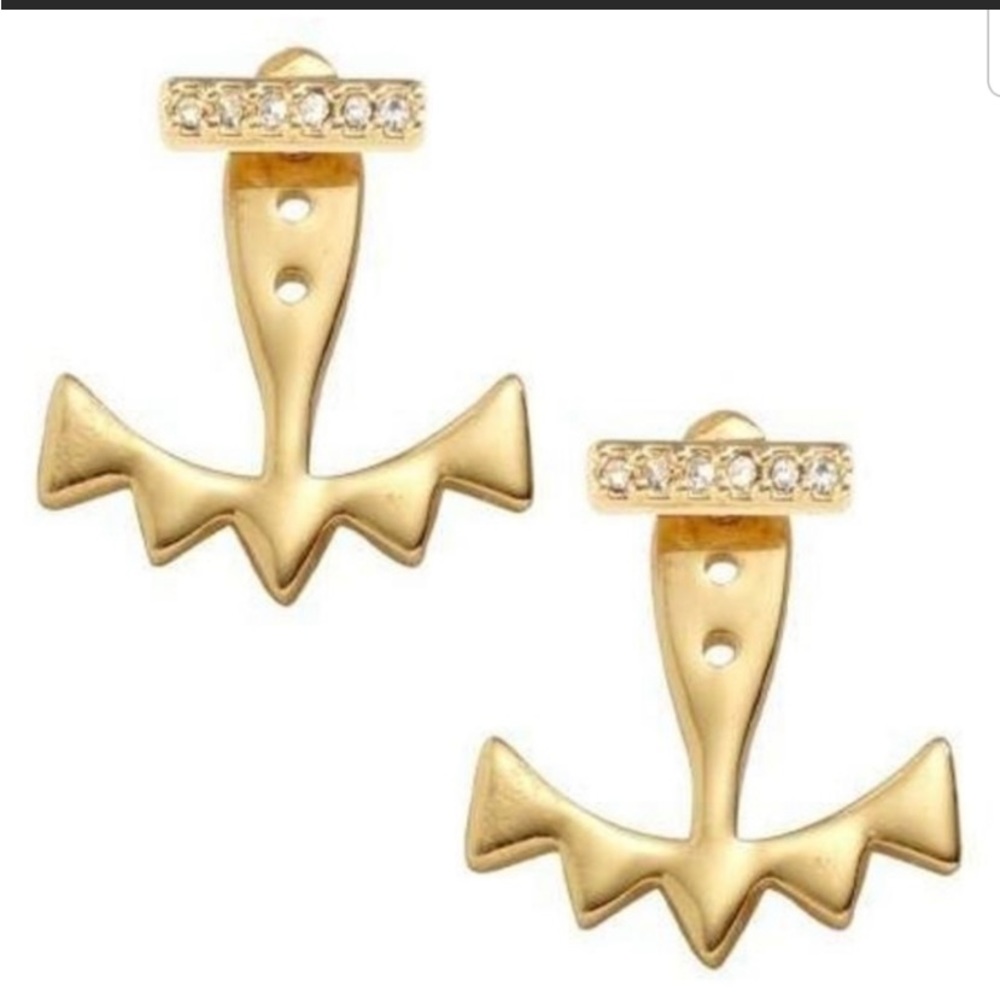 Stella & Dot Pave Triangle Ear jacket earrings